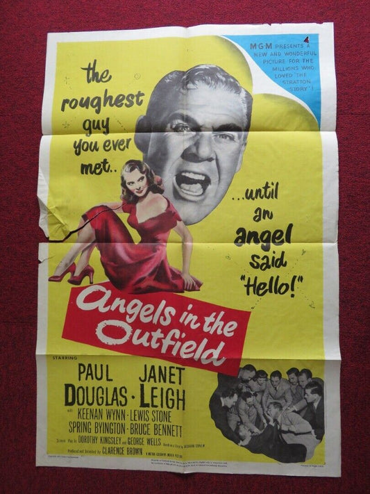 ANGELS IN THE OUTFIELD FOLDED U.S ONE SHEET POSTER PAUL DOUGLAS JANET LEIGH 1951 - Rendezvous Cinema