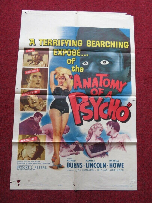 ANATOMY OF A PSYCHO FOLDED US ONE SHEET POSTER RONNIE BURNS PAMELA LINCOLN 1961 - Rendezvous Cinema