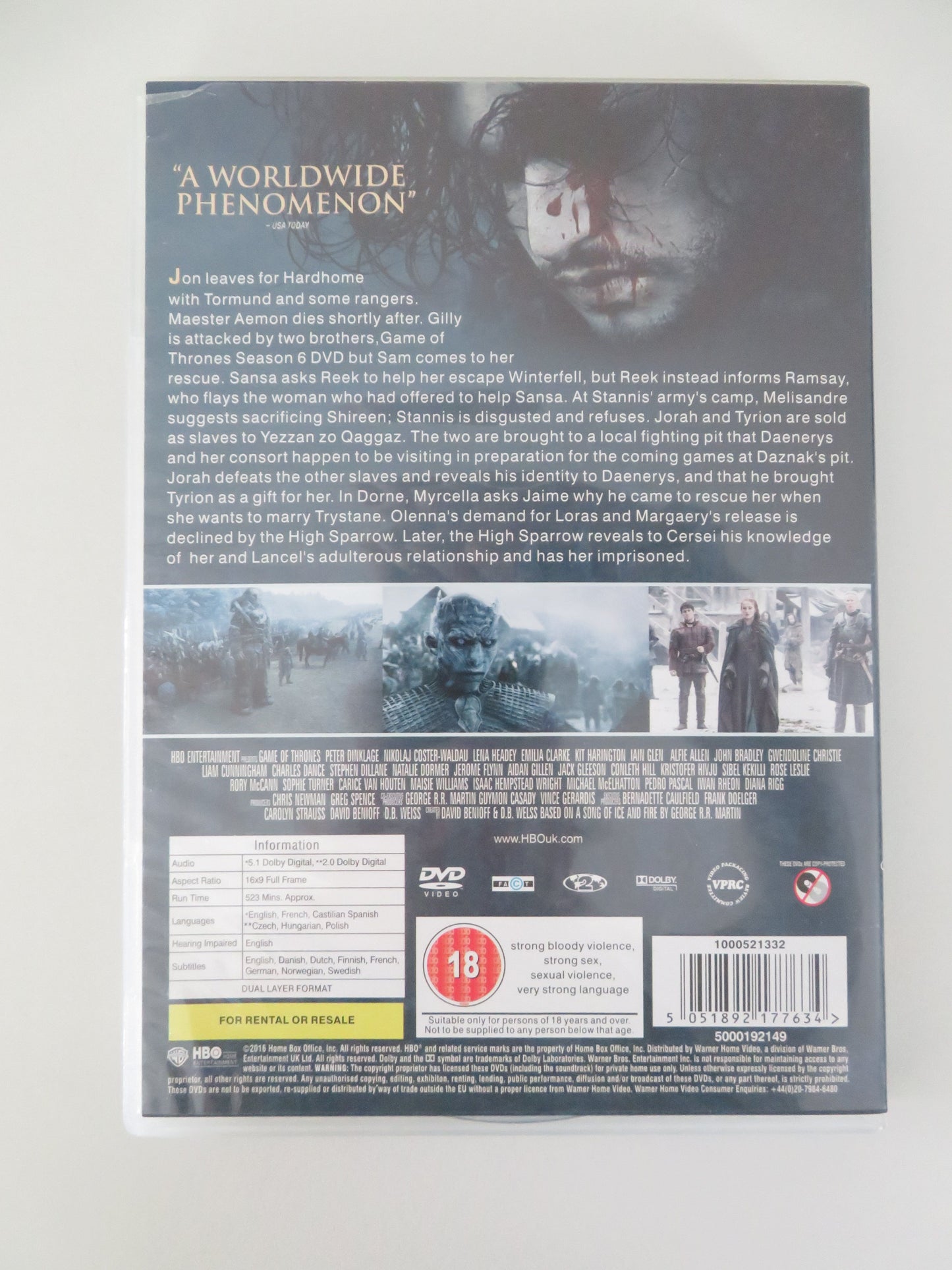 Game of Thrones The Complete Sixth Season (DVD) Emilia Clarke 2016 Region 2