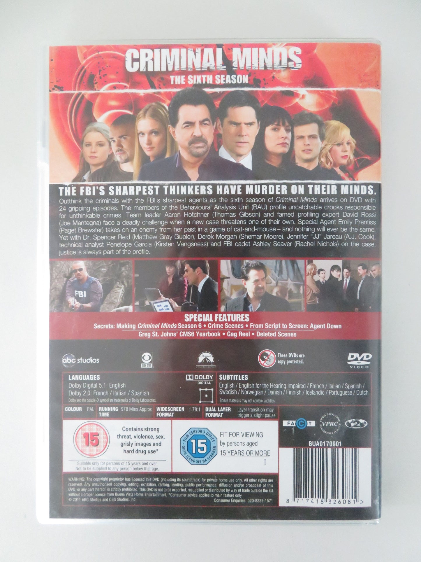 Criminal Minds - Season 6 (DVD) Kirsten Vangsness 2010 Region 2