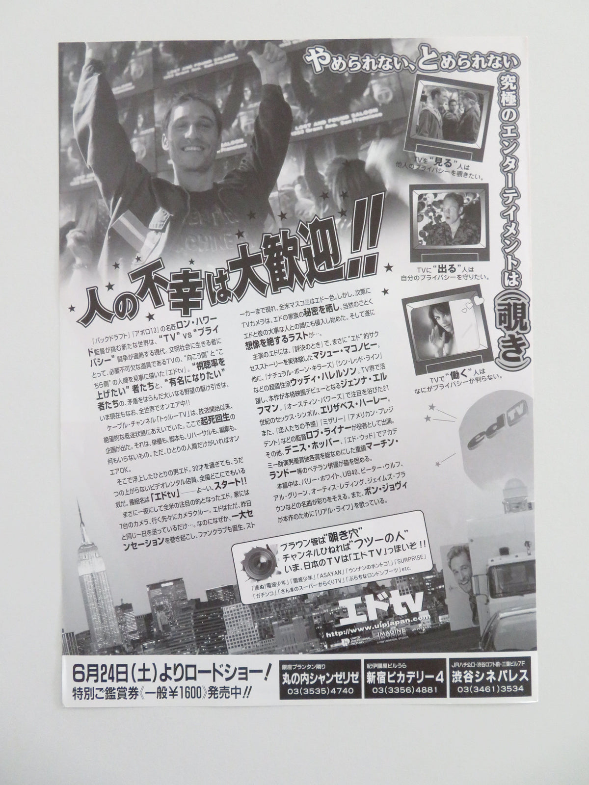 Edtv Japanese Chirashi (B5) Poster Matthew McConaughey Harrelson 1999