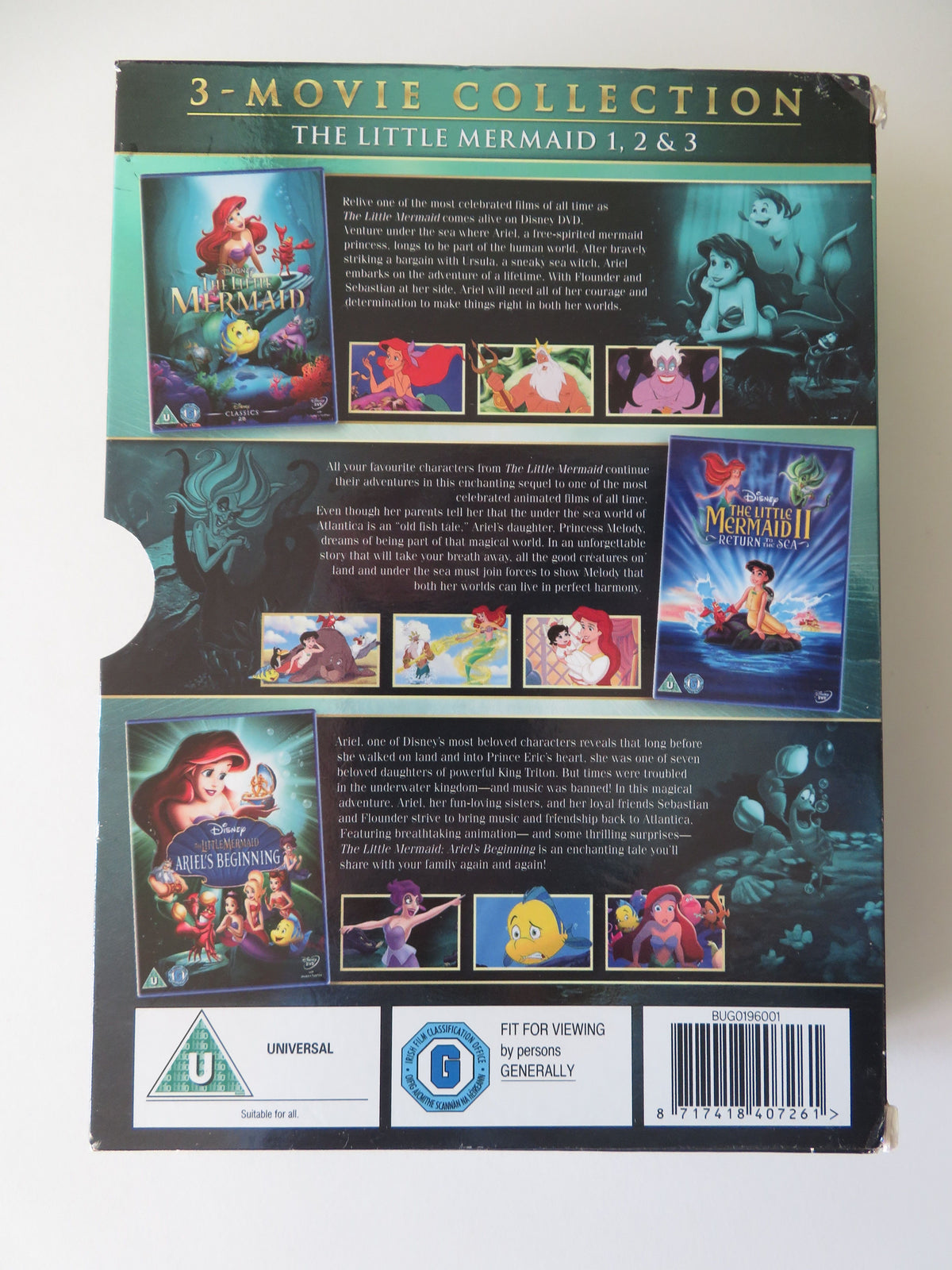 The Little Mermaid 1, 2, and 3 Movie Collection (DVD BoxSet) Disney Region 2