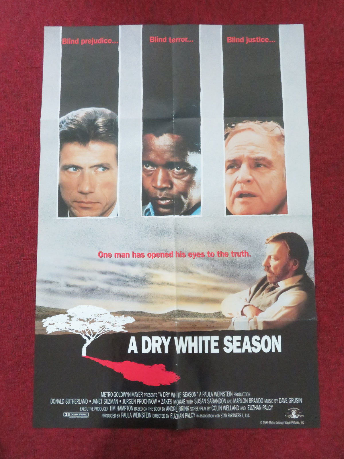 A Dry White Season Folded US One Sheet Poster Donald Sutherland M. Brando 1989