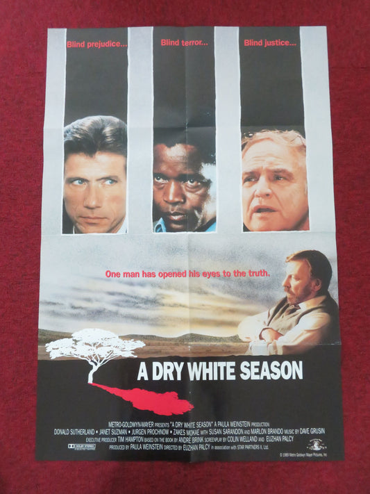 A Dry White Season Folded US One Sheet Poster Donald Sutherland M. Brando 1989