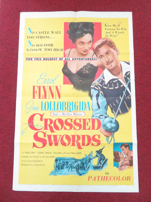 Crossed Swords Folded US One Sheet Poster Errol Flynn Gina Lollobrigida 1953