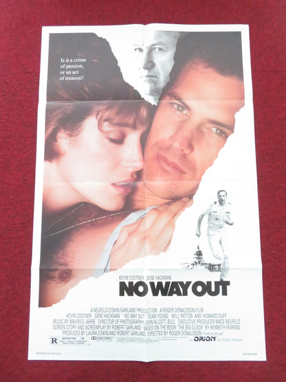 No Way Out Folded US One Sheet Poster Kevin Costner Gene Hackman Sean Young 1987