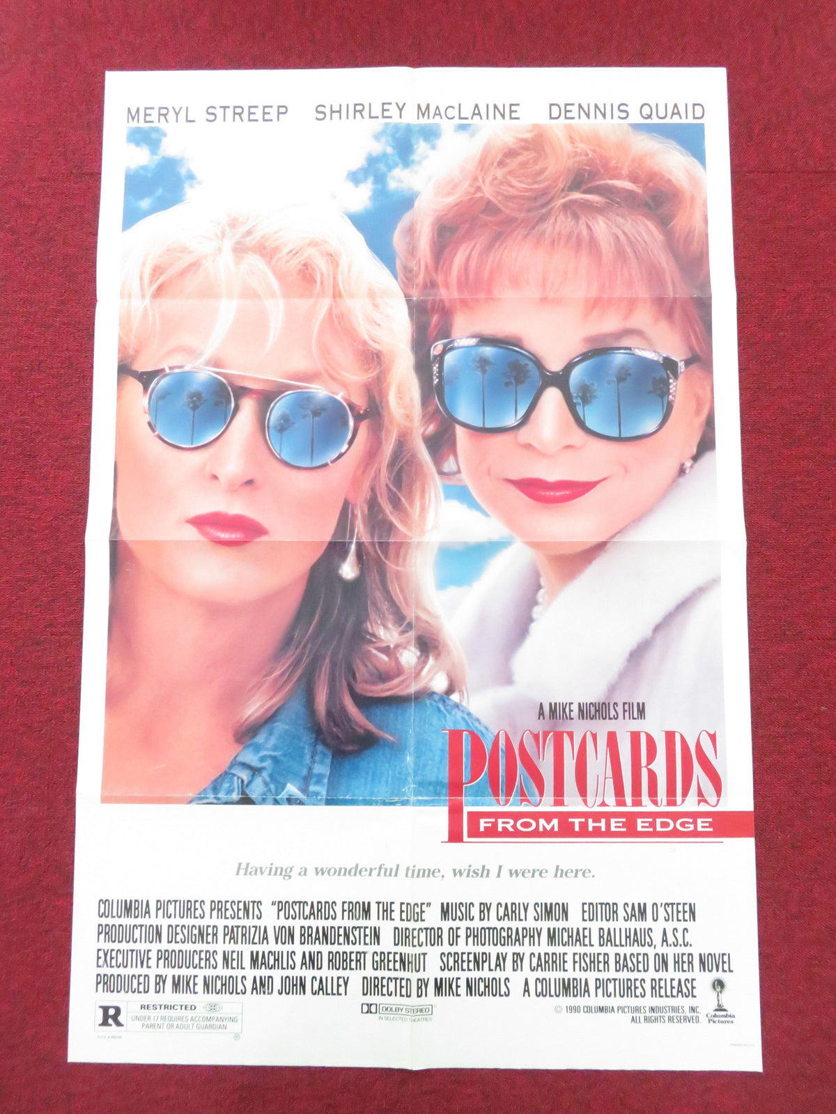 Postcards from the Edge Folded US One Sheet Poster Meryl Streep S. MacLaine 1990