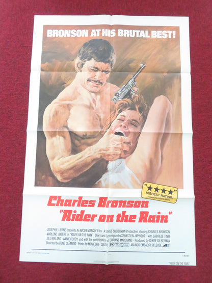 Rider on the Rain Folded US One Sheet Poster Charles Bronson Jill Ireland 1974
