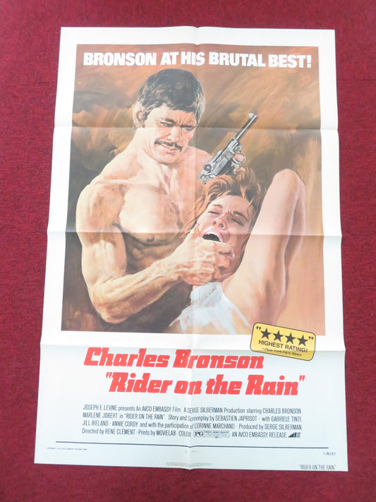 Rider on the Rain Folded US One Sheet Poster Charles Bronson Jill Ireland 1974