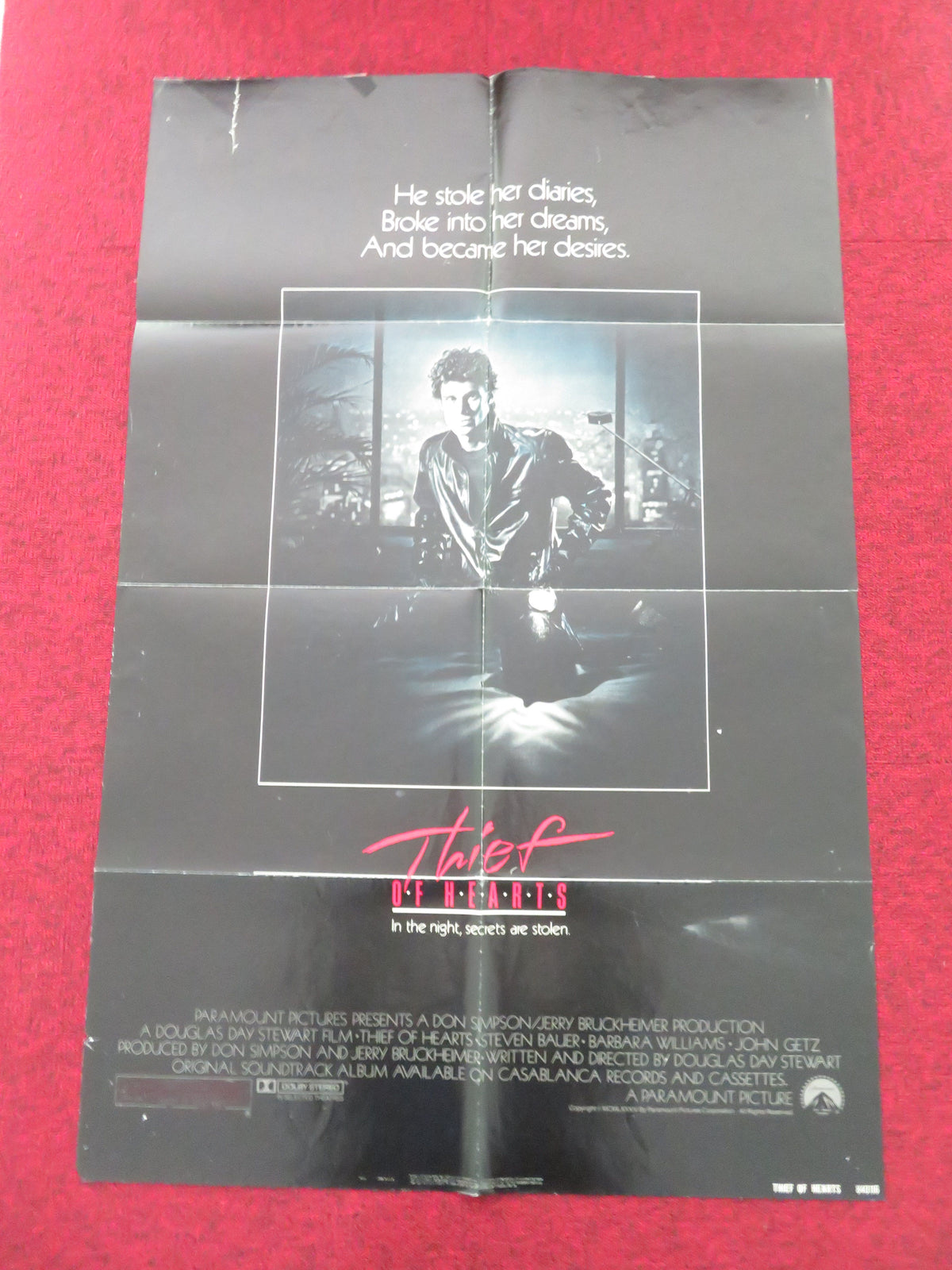 Thief of Hearts Folded US One Sheet Poster Steven Bauer Barbara Williams 1984