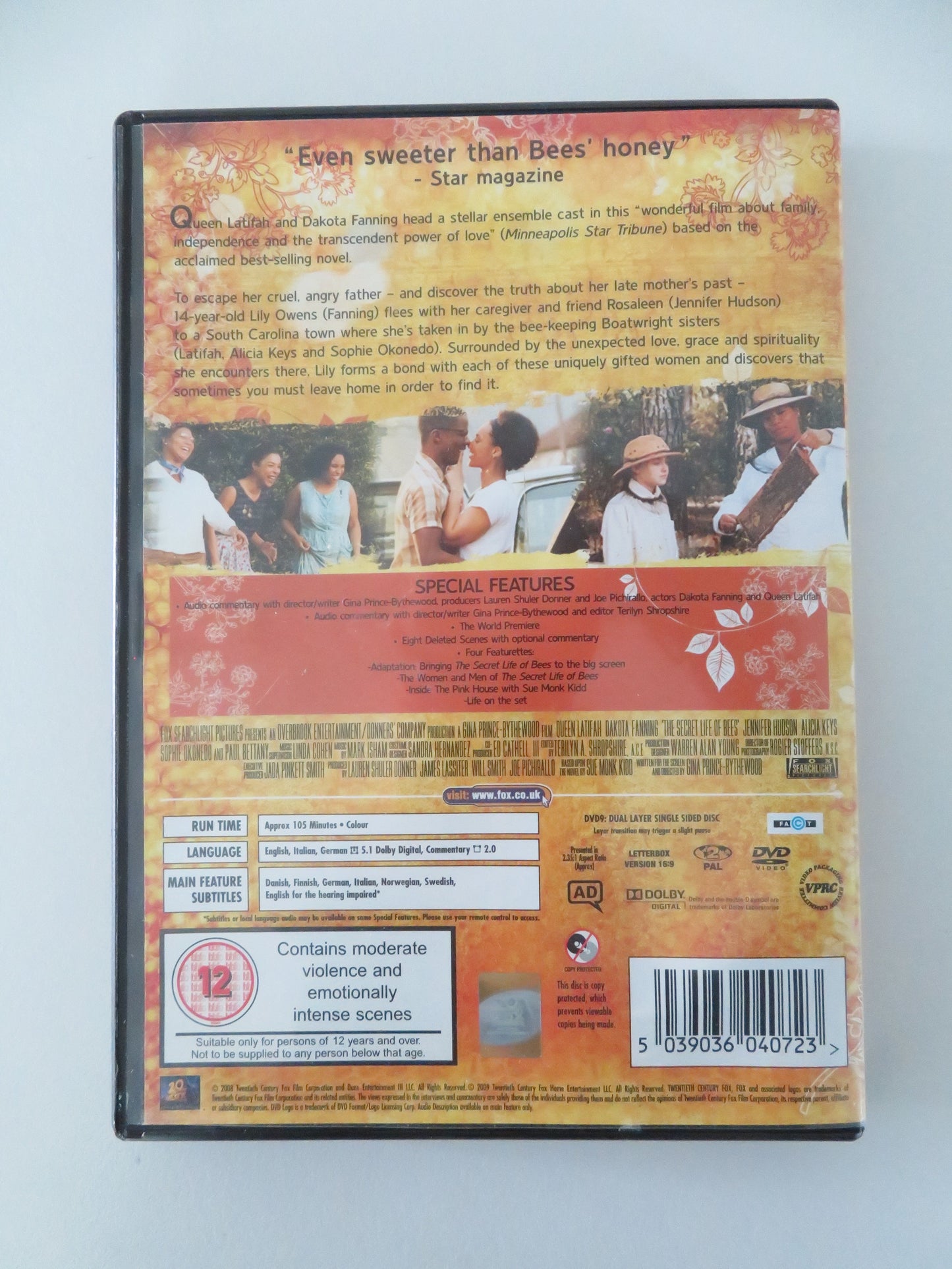 The Secret Life of Bees (DVD) Dakota Fanning Jennifer Hudson 2008 Region 2