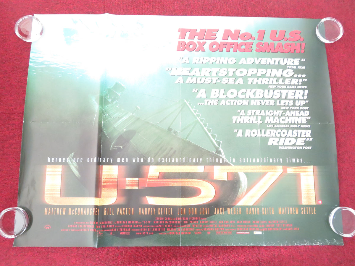 U-571 UK Quad Rolled Poster Matthew McConaughey Bill Paxton Harvey Keitel 2000