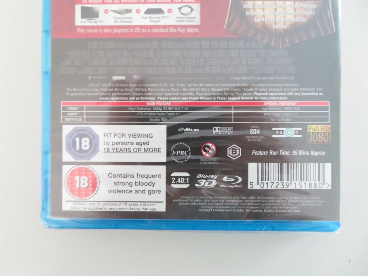 Dredd (BLU-RAY) Karl Urban Olivia Thirlby Lena Headey 2012 Region B