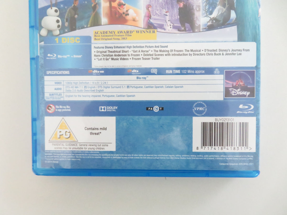 Frozen (BLU-RAY) Disney Kristen Bell Idina Menzel Josh Gad 2013 Region A,B,C