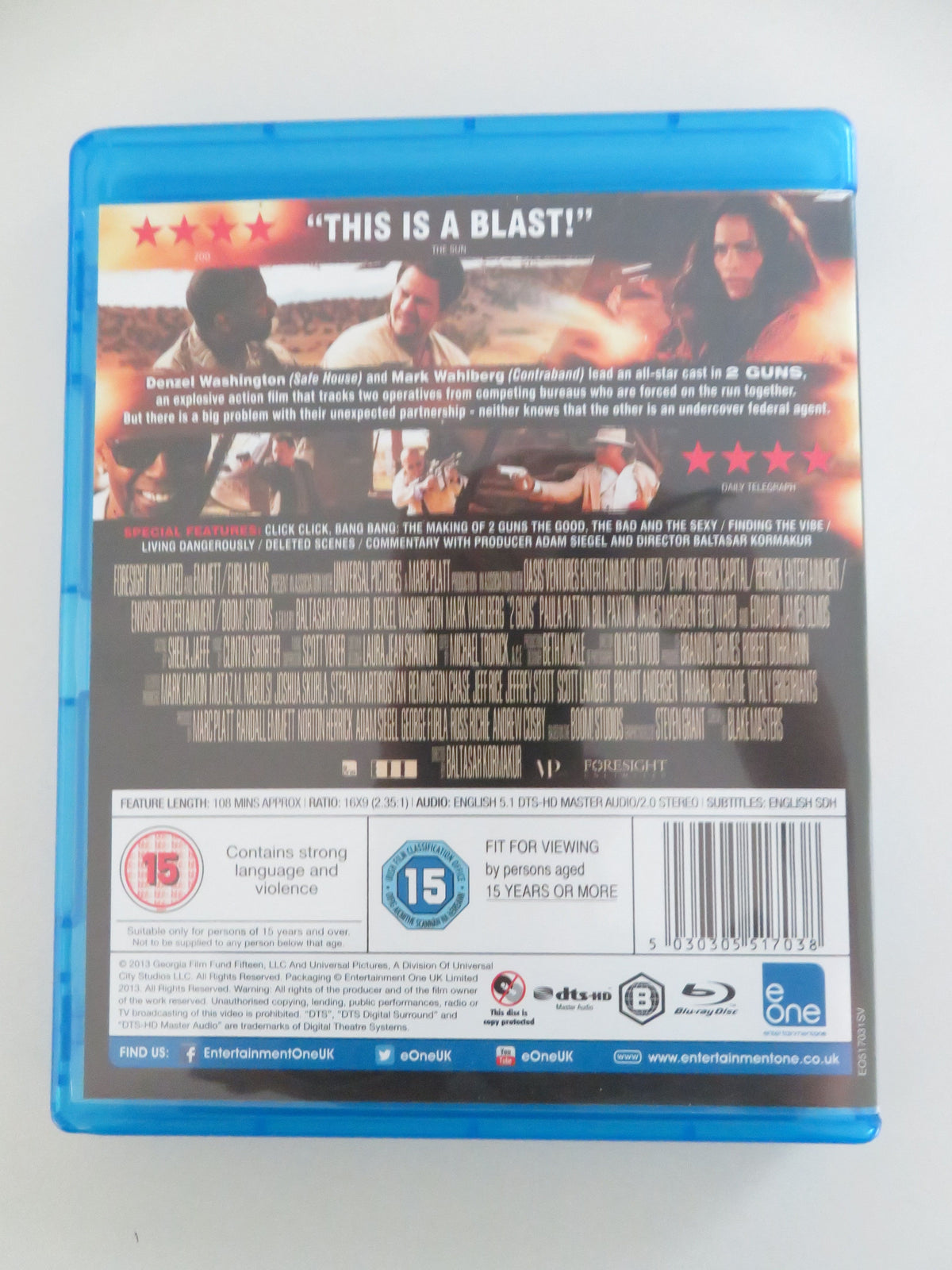 2 Guns (BLU-RAY) Denzel Washington Mark Wahlberg 2013 Region B