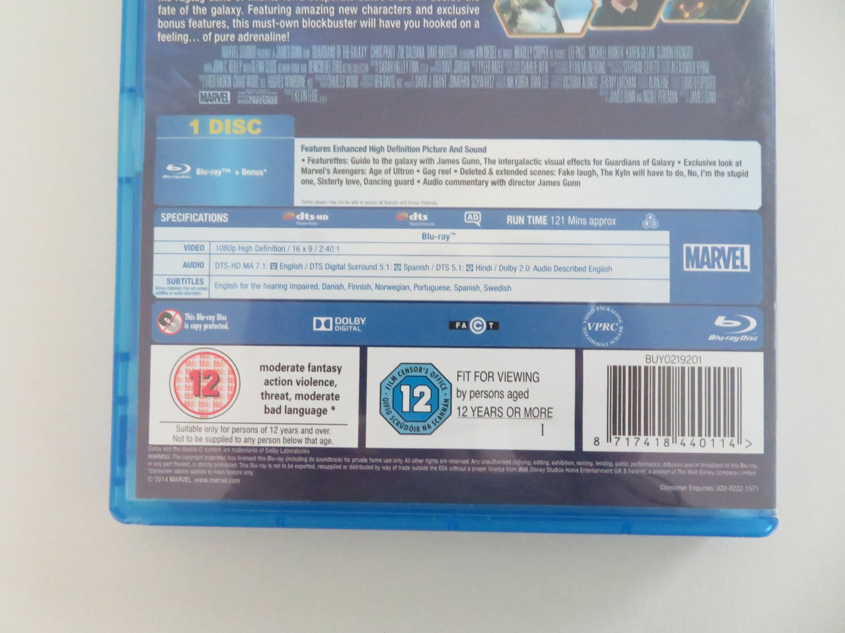 Guardians of the Galaxy (BLU-RAY) Marvel Chris Pratt B. Cooper 2014 Region A,B,C