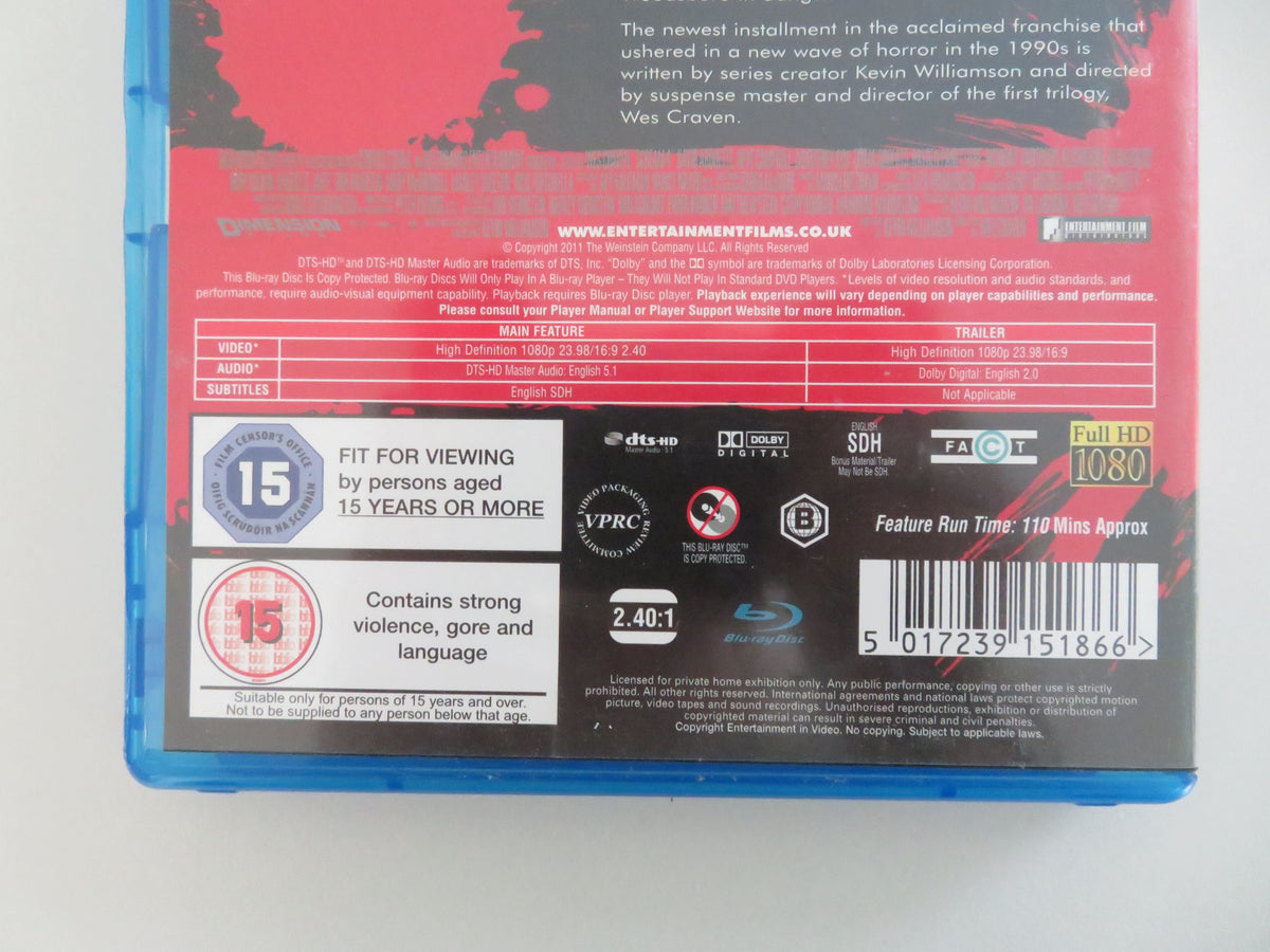 Scream 4 (BLU-RAY) Neve Campbell Courteney Cox David Arquette 2011 Region B