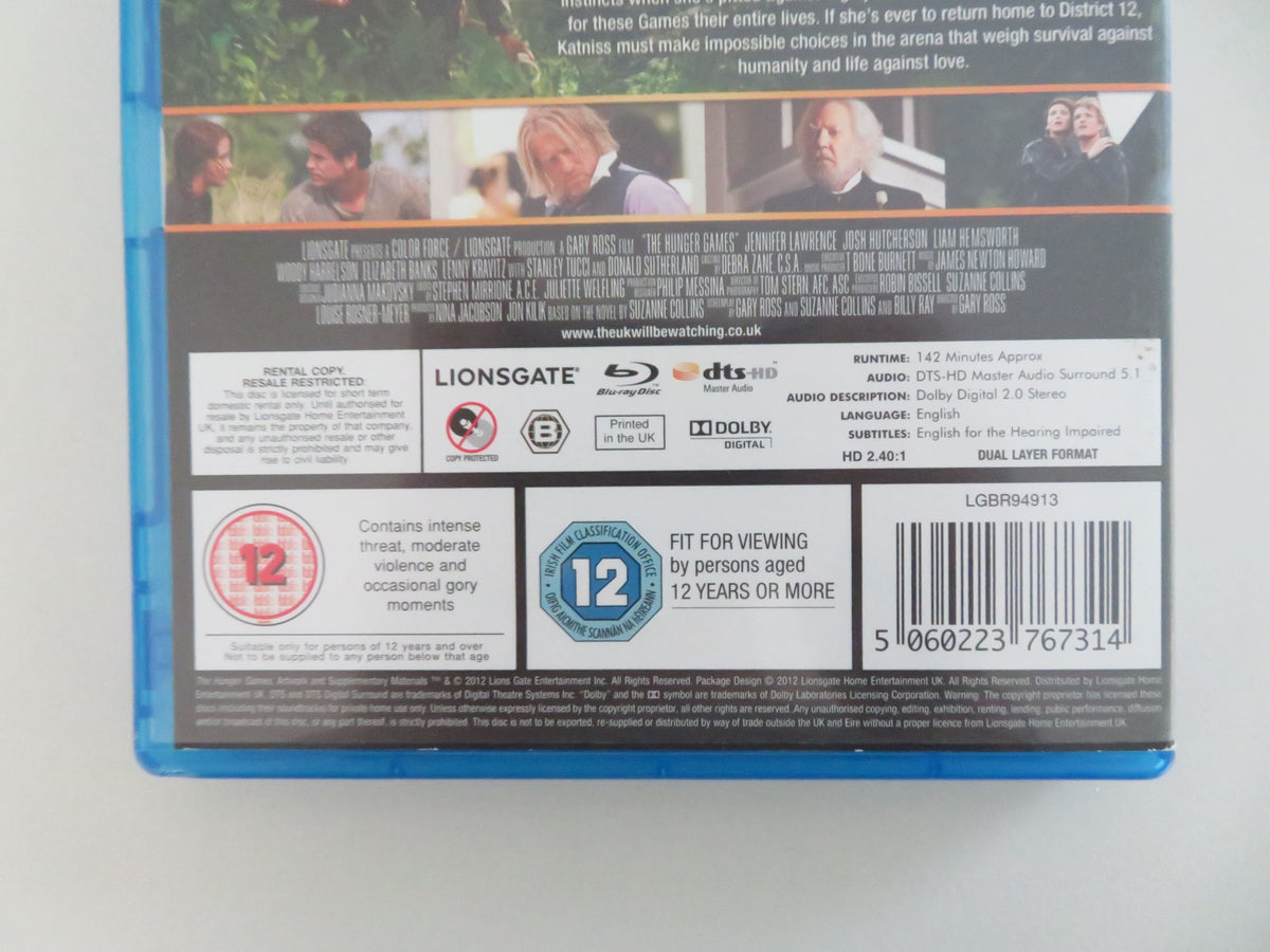 The Hunger Games (BLU-RAY) Jennifer Lawrence Josh Hutcherson 2012 Region B