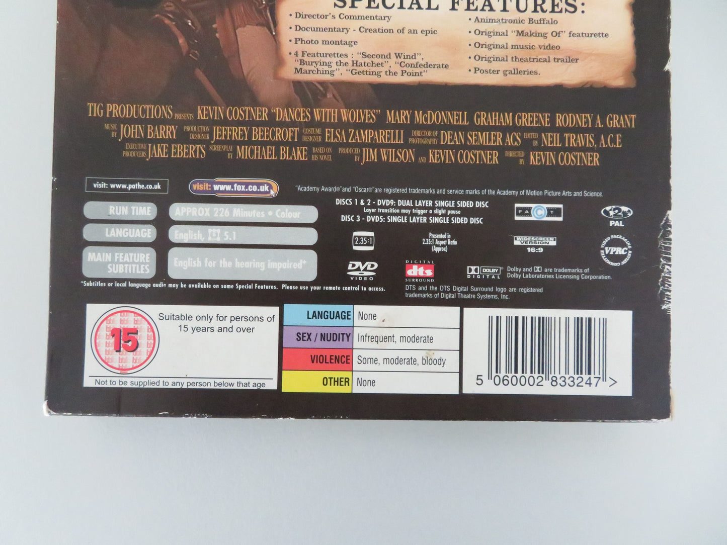 Dances With Wolves - 3 Disc Special Edition (DVD) Costner 1990 Region 2
