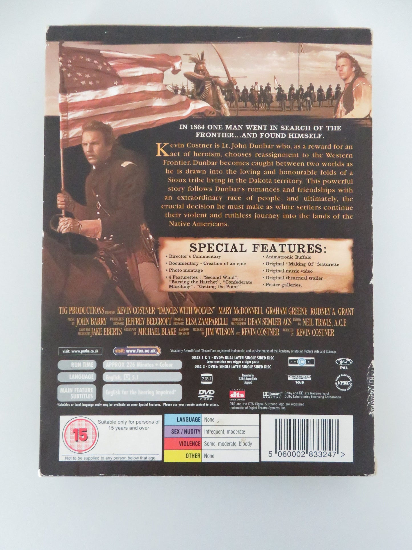 Dances With Wolves - 3 Disc Special Edition (DVD) Costner 1990 Region 2