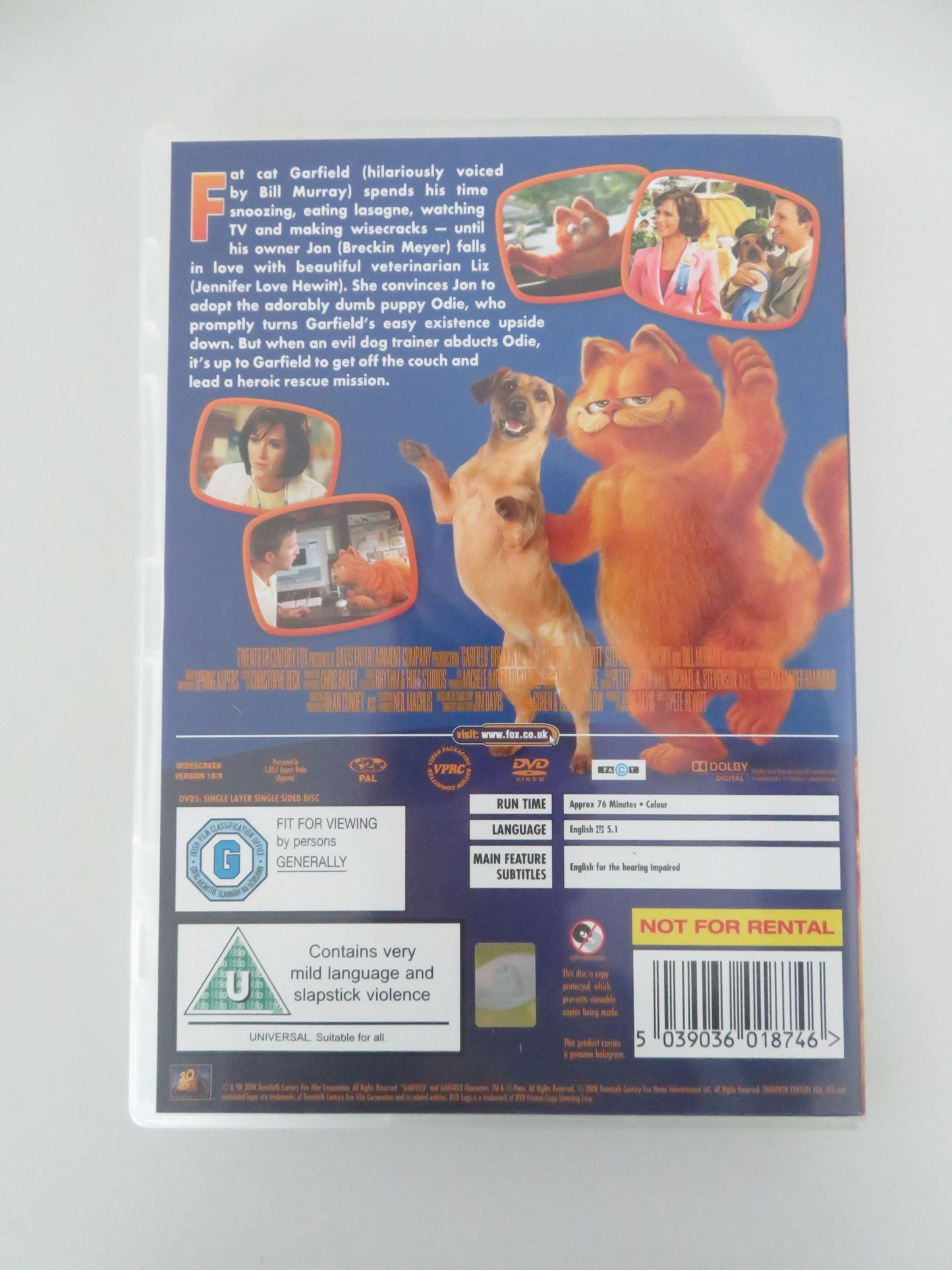 Garfield The Movie (DVD) Bill Murray, Breckin Meyer 2004 Region 2