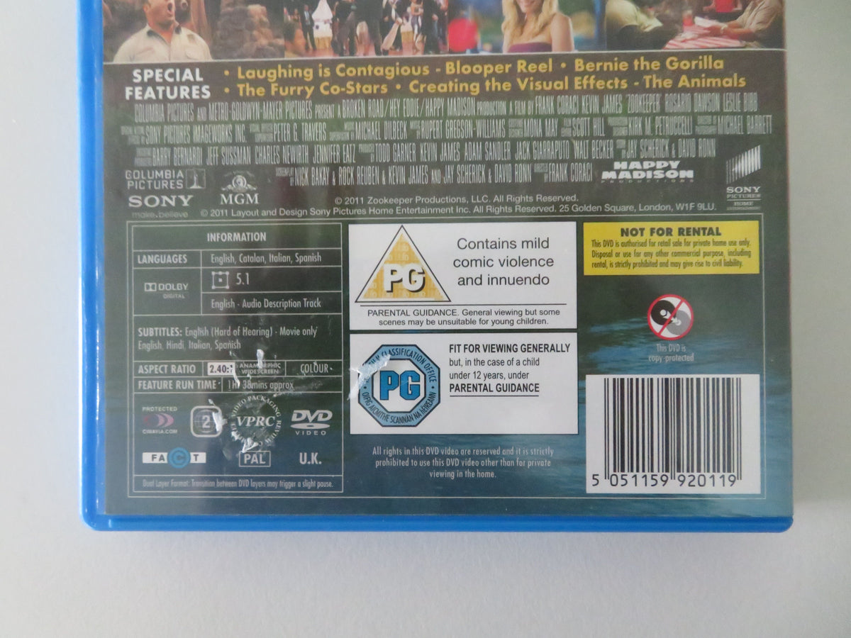 Zookeeper (DVD) Kevin James Rosario Dawson Leslie Bibb 2011 Region 2