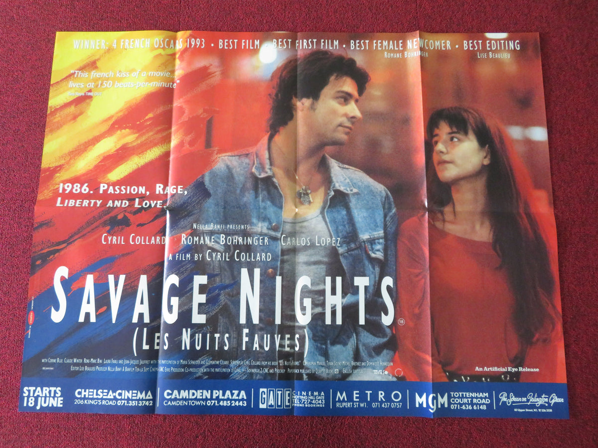 Savage Nights UK Quad Poster Folded Cyril Collard Romane Bohringer 1993