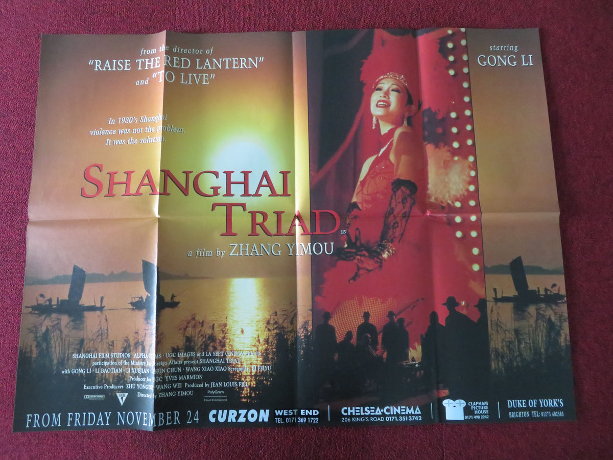 Shanghai Triad UK Quad Poster Folded Gong Li Baotian Li Xiaoxiao Wang 1995