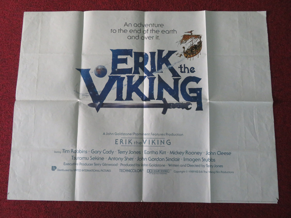 Erik the Viking UK Quad Poster Folded Tim Robbins Mickey Rooney Eartha Kitt 1989
