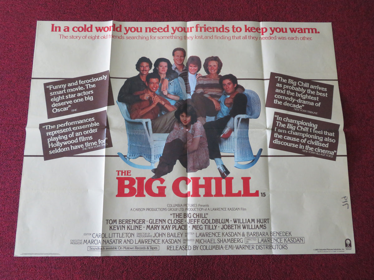 The Big Chill UK Quad Poster Folded Tom Berenger Glenn Close Jeff Goldblum 1983