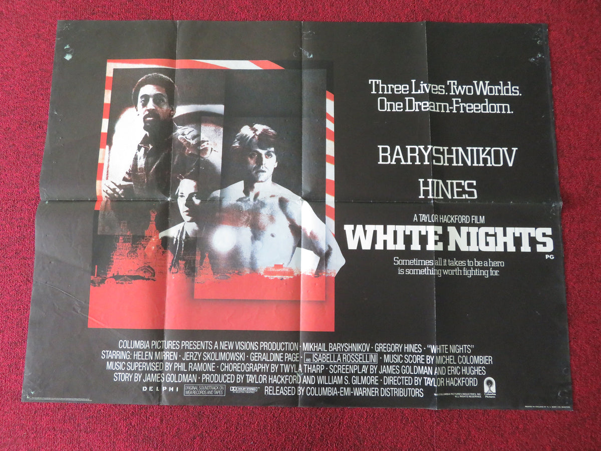 White Nights UK Quad Poster Folded Mikhail Baryshnikov Gregory Hines 1985