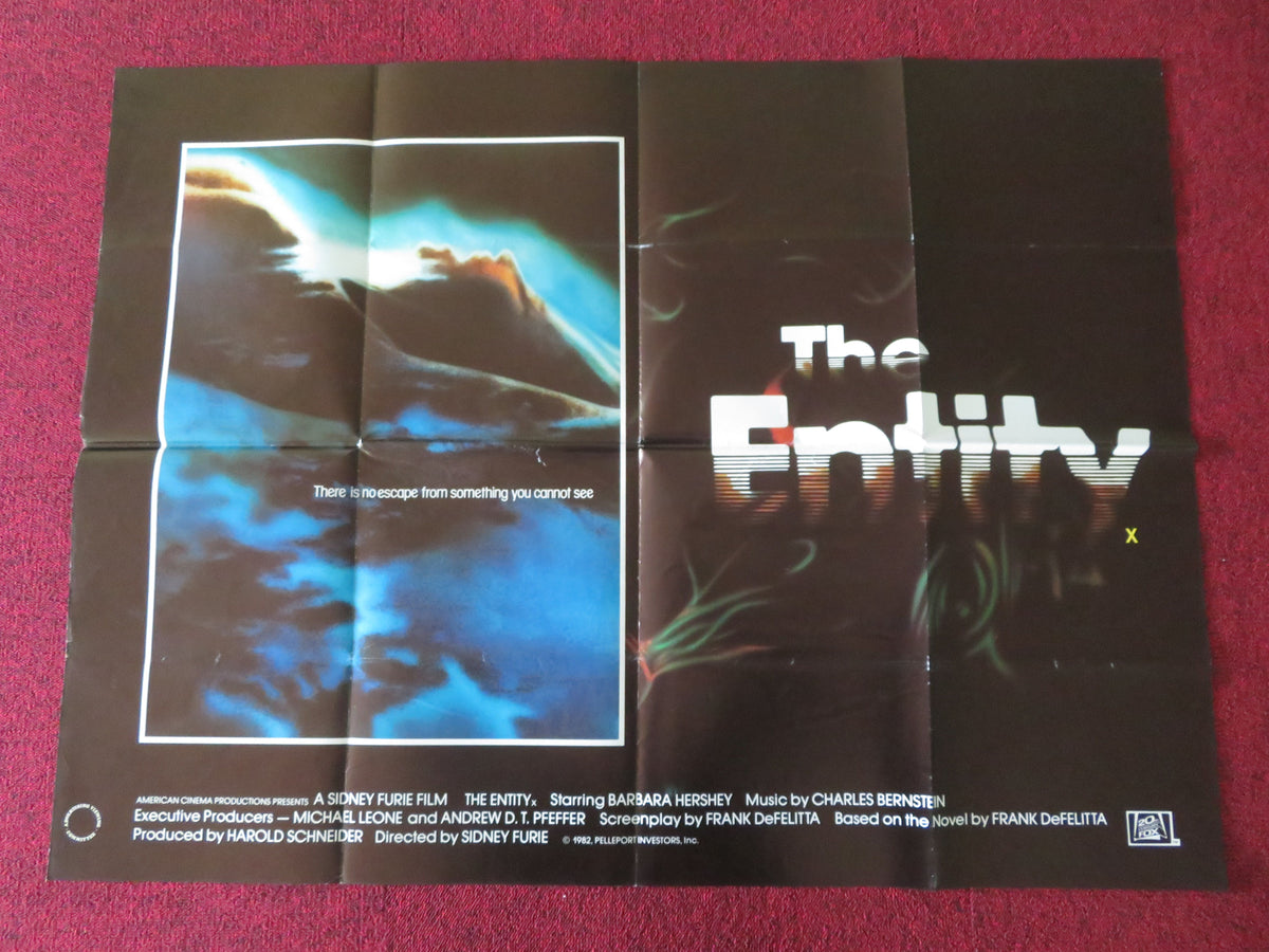 The Entity UK Quad Poster Folded Barbara Hershey Ron Silver David Labiosa 1982