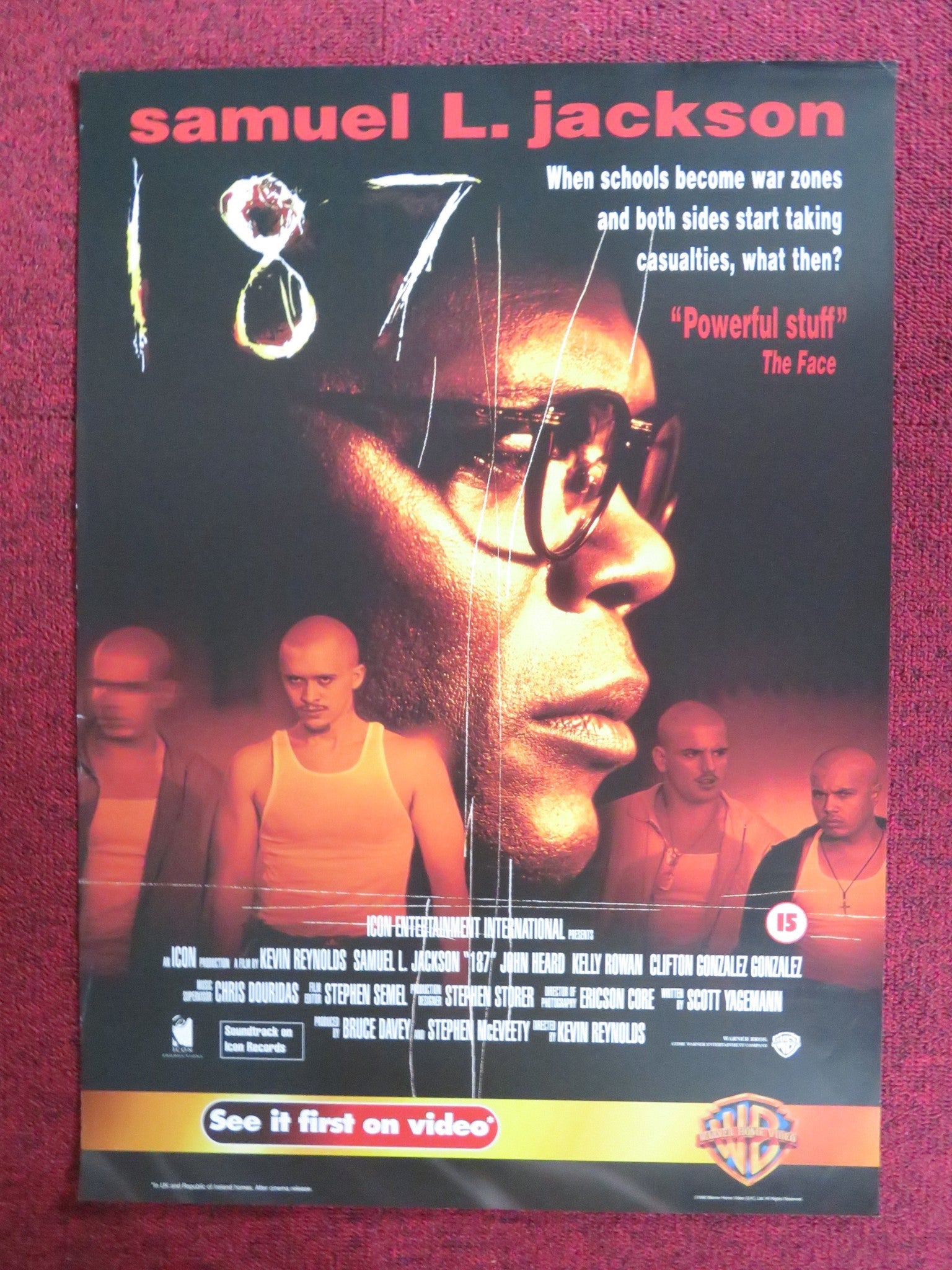 187 / ONE EIGHT SEVEN VHS VIDEO POSTER SAMUEL L. JACKSON JOHN HEARD 19 ...