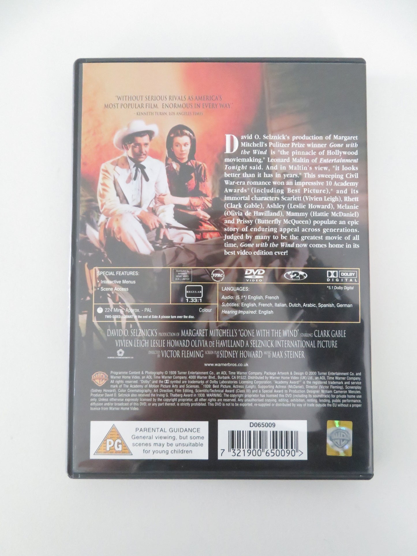 Gone with the Wind - B (DVD) Vivien Leigh Clark Gable 1939 Region 2