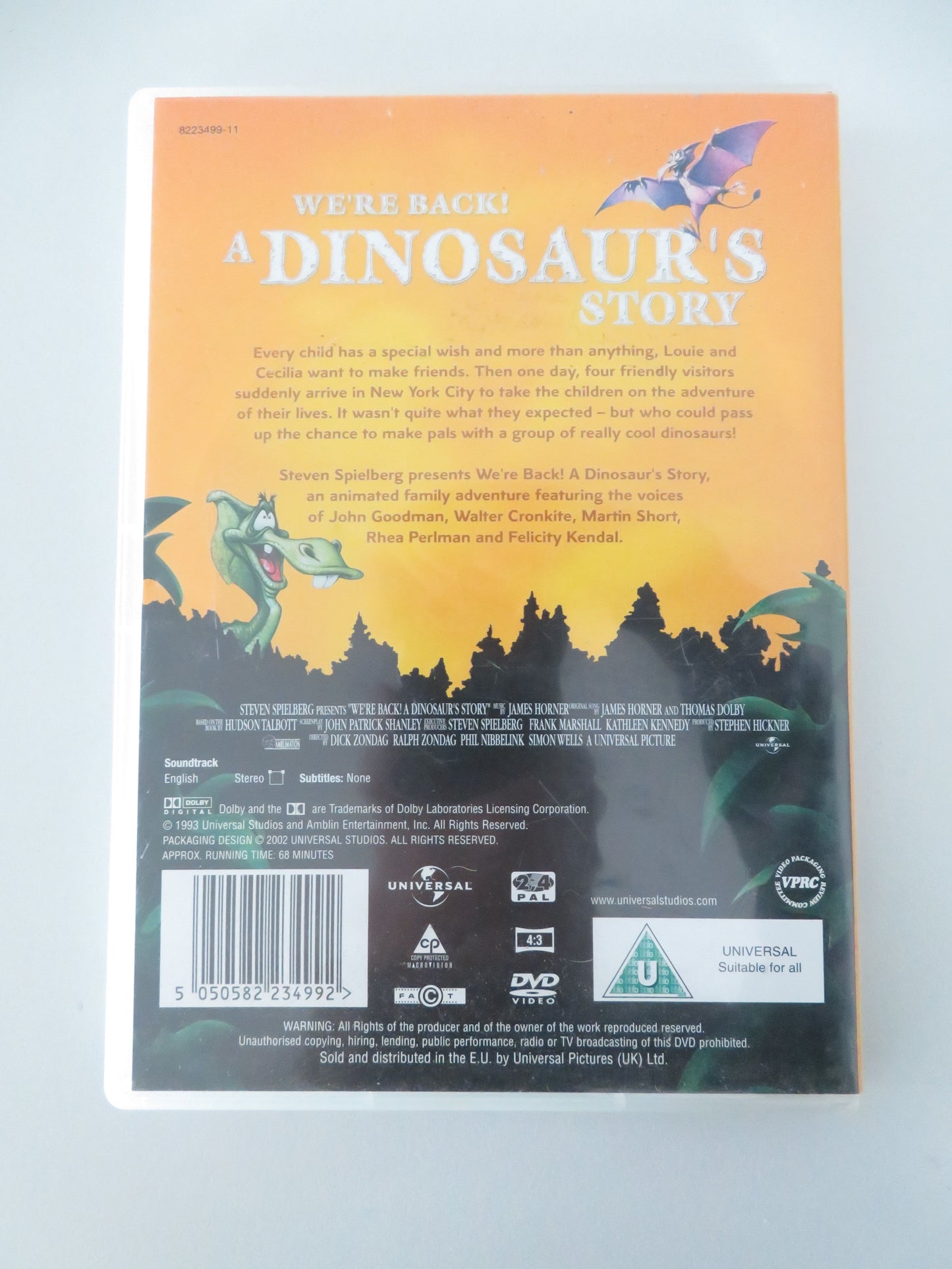 We're Back! A Dinosaur's Story (DVD) Phil Nibbelink Simon Wells 1993 Region 2, 4