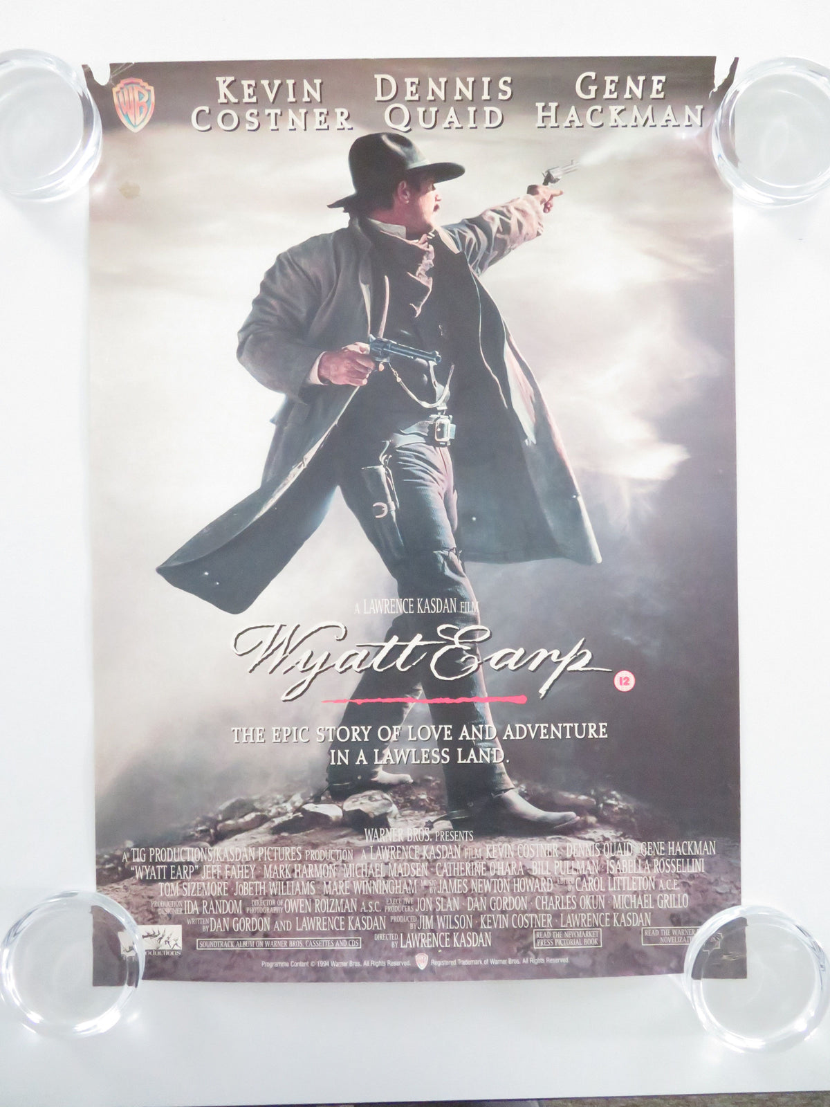 Wyatt Earp VHS Video Poster Kevin Costner Dennis Quaid Hackman 1994
