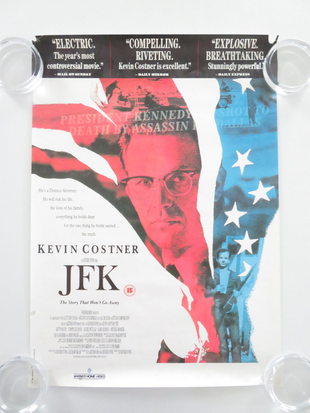 JFK VHS Video Poster Kevin Costner Gary Oldman Jack Lemmon 1991