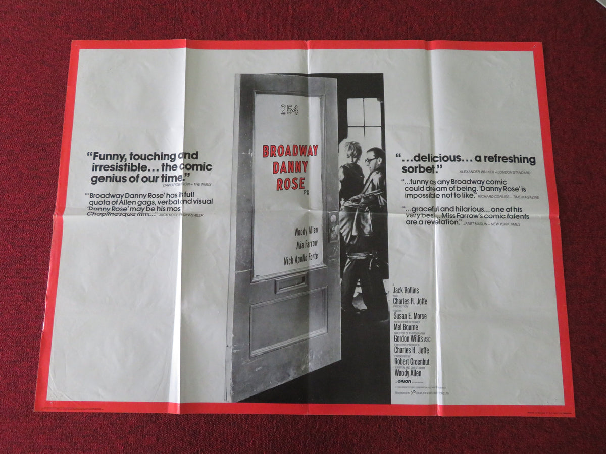 Broadway Danny Rose UK Quad Poster Folded Woody Allen Mia Farrow 1984