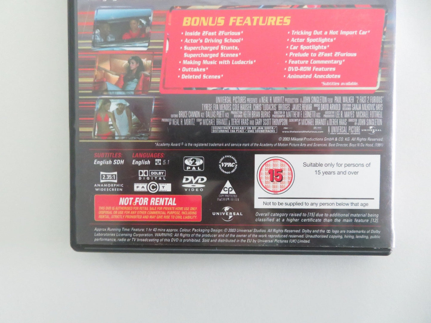 2 FAST 2 FURIOUS (DVD) PAUL WALKER TYRESE GIBSON 2003 REGION 2 Movie posters