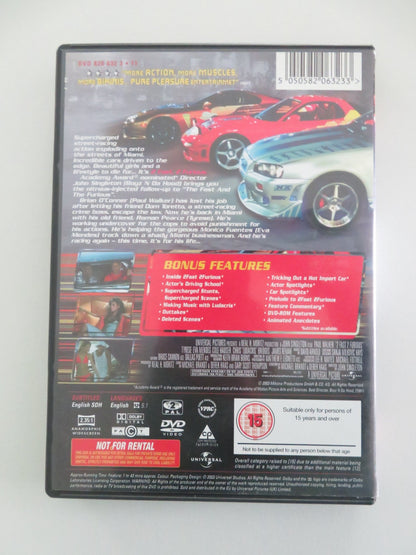 2 FAST 2 FURIOUS (DVD) PAUL WALKER TYRESE GIBSON 2003 REGION 2 Movie posters
