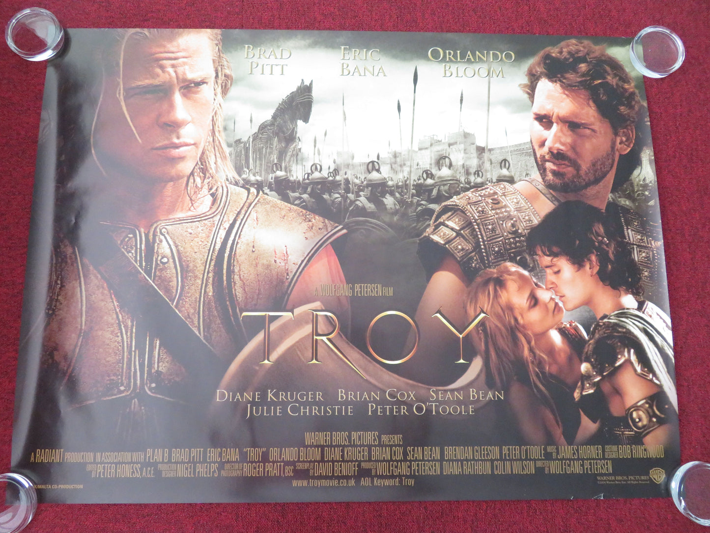 Troy UK Quad Rolled Poster Brad Pitt Eric Bana Orlando Bloom 2004