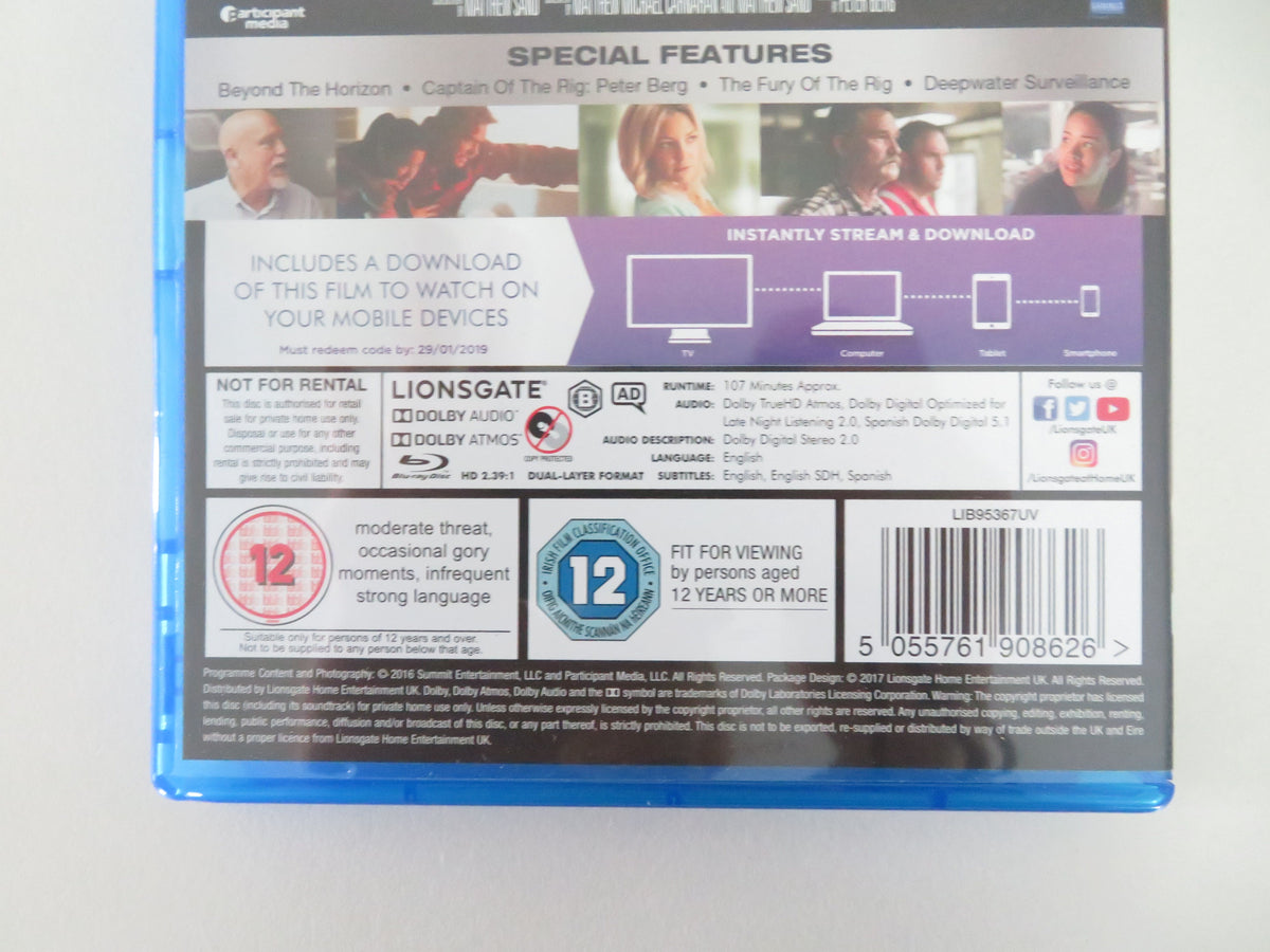 Deepwater Horizon (BLU-RAY) Mark Wahlberg Kurt Russell 2016 Region B