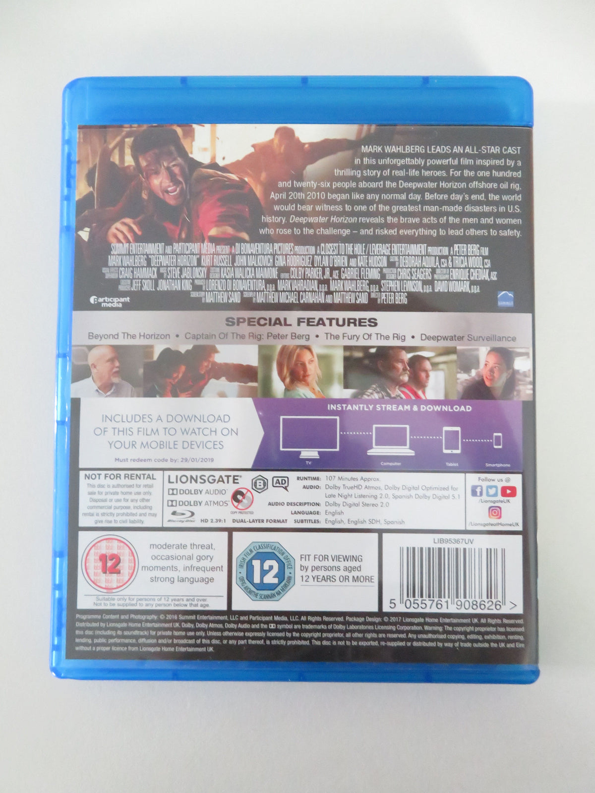 Deepwater Horizon (BLU-RAY) Mark Wahlberg Kurt Russell 2016 Region B