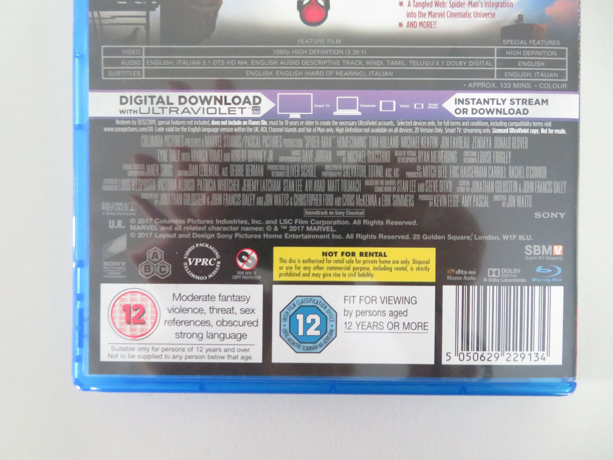 Spider-Man: Homecoming (BLU-RAY) Marvel Tom Holland M. Keaton 2017 Region A,B,C