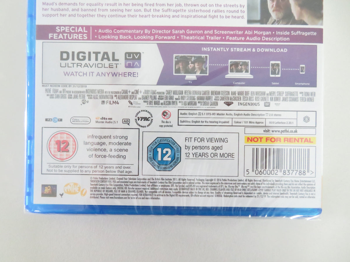 Suffragette (BLU-RAY) Carey Mulligan Helena Bonham Carter 2015 Region B
