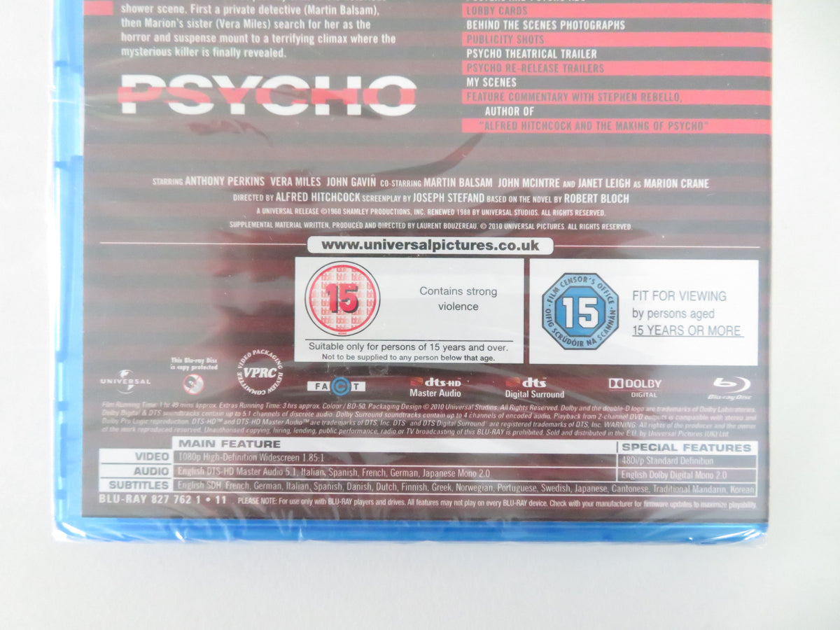 Psycho (BLU-RAY) Anthony Perkins Janet Leigh Vera Miles 1960 Region B