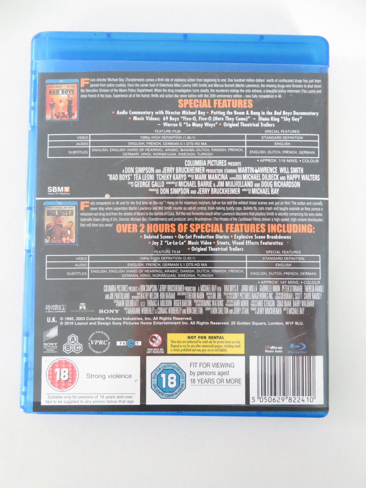 Bad Boys I and II - 20th Anniversary (BLU-RAY) Will Smith 1995 Region A,B,C