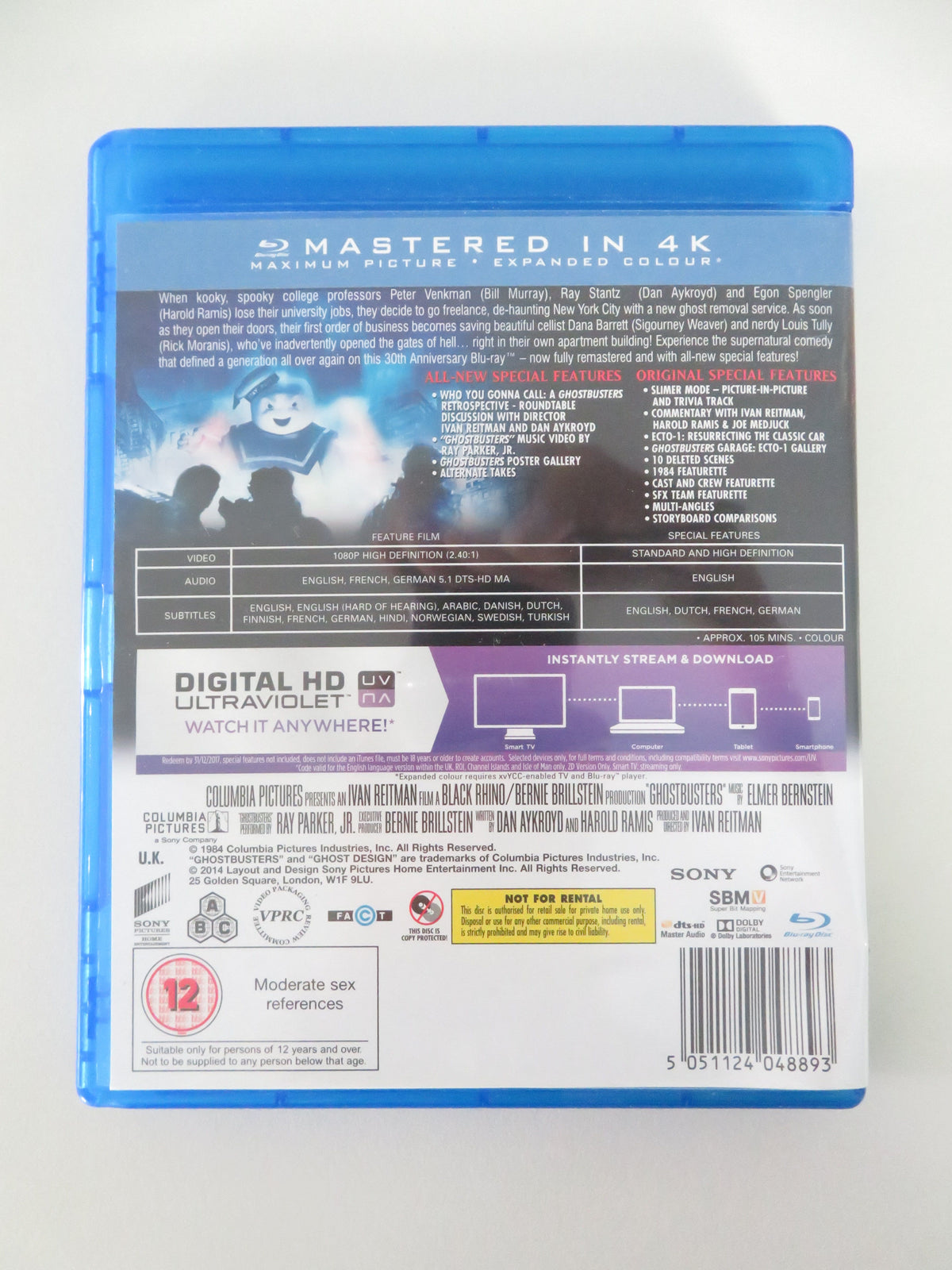 Ghostbusters-b (BLU-RAY) Bill Murray Dan Aykroyd S. Weaver 1984 Region A, B, C