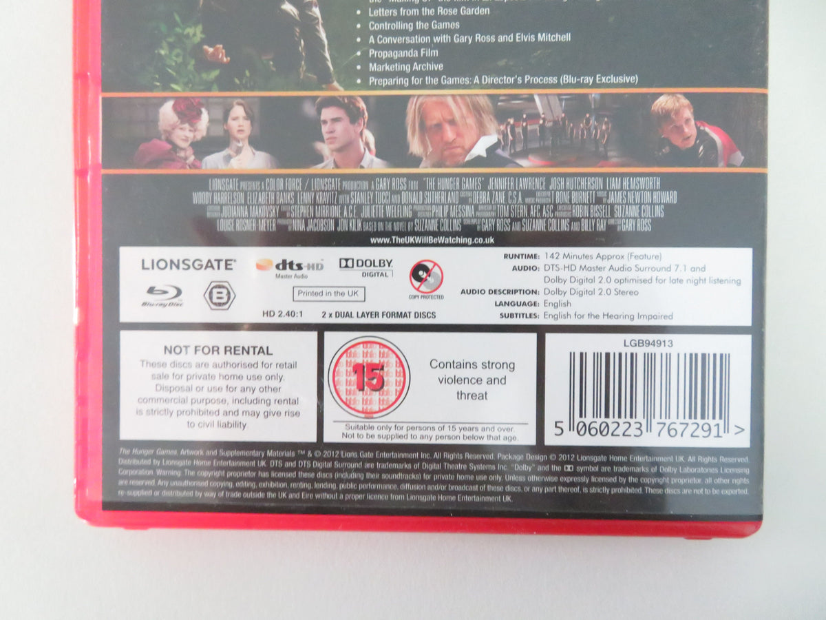 The Hunger Games -2 disc The Unseen Version (BLU-RAY) J. Lawrence 2012 Region B