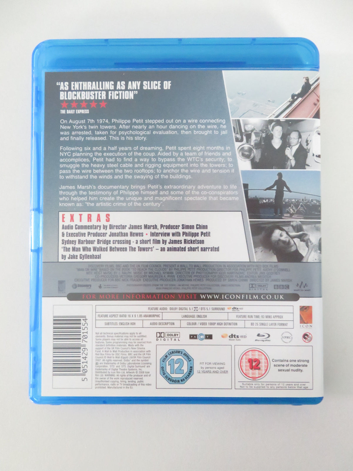 Man on Wire (BLU-RAY) Philippe Petit Jean François Heckel 2008 Region B
